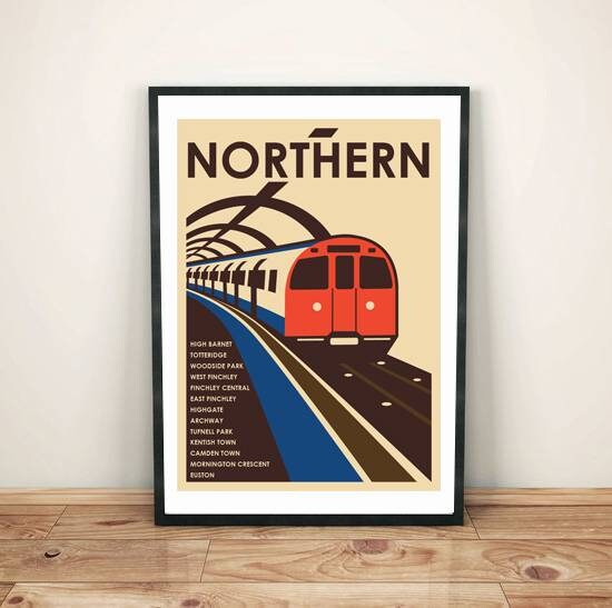 Northern Line High Barnet vintage art print