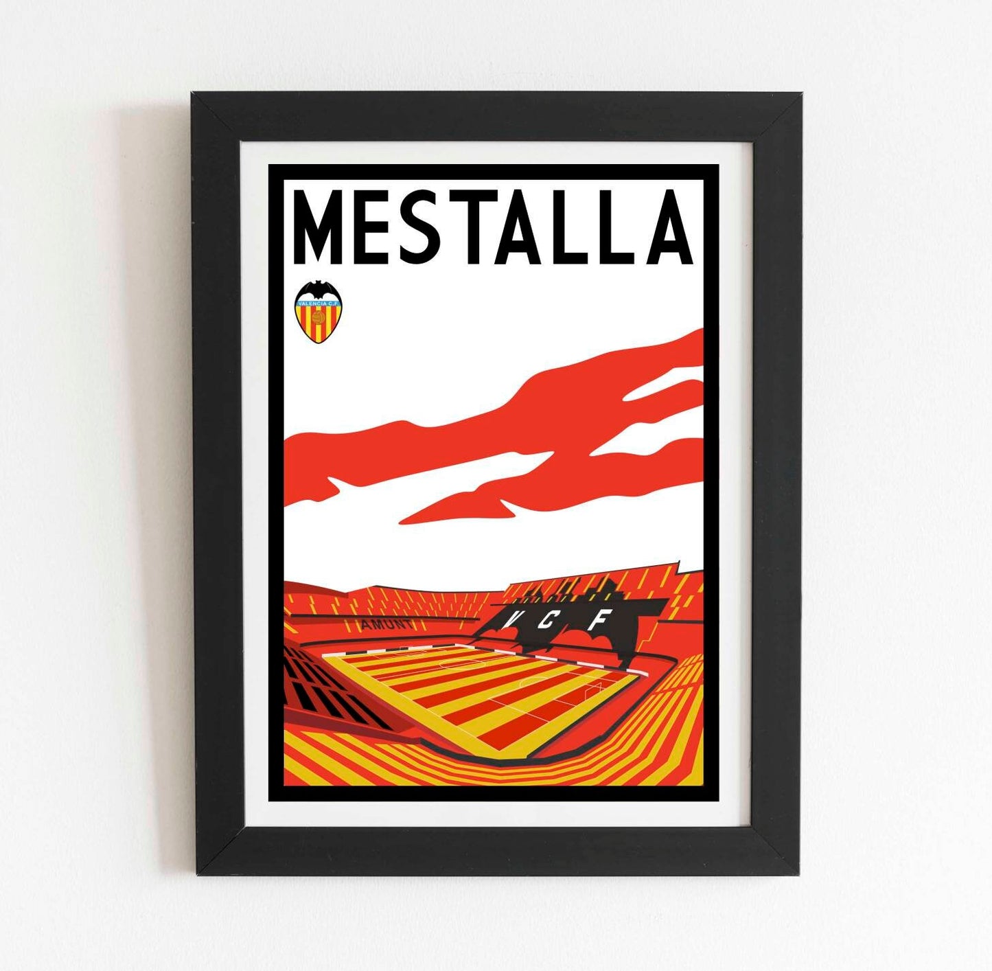 Valencia Mestalla Stadium Retro Poster