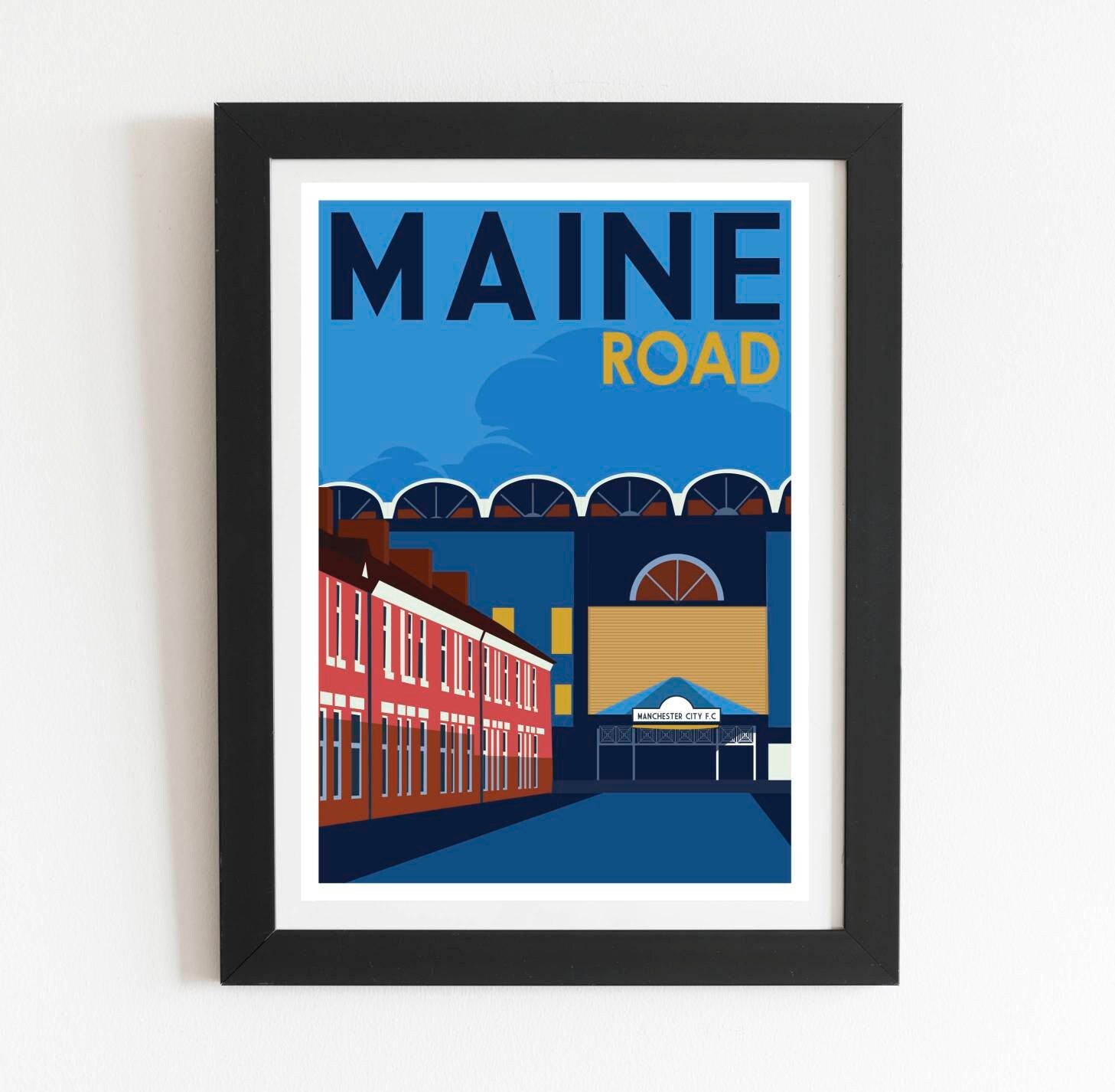 Manchester City Maine Road vintage art print poster