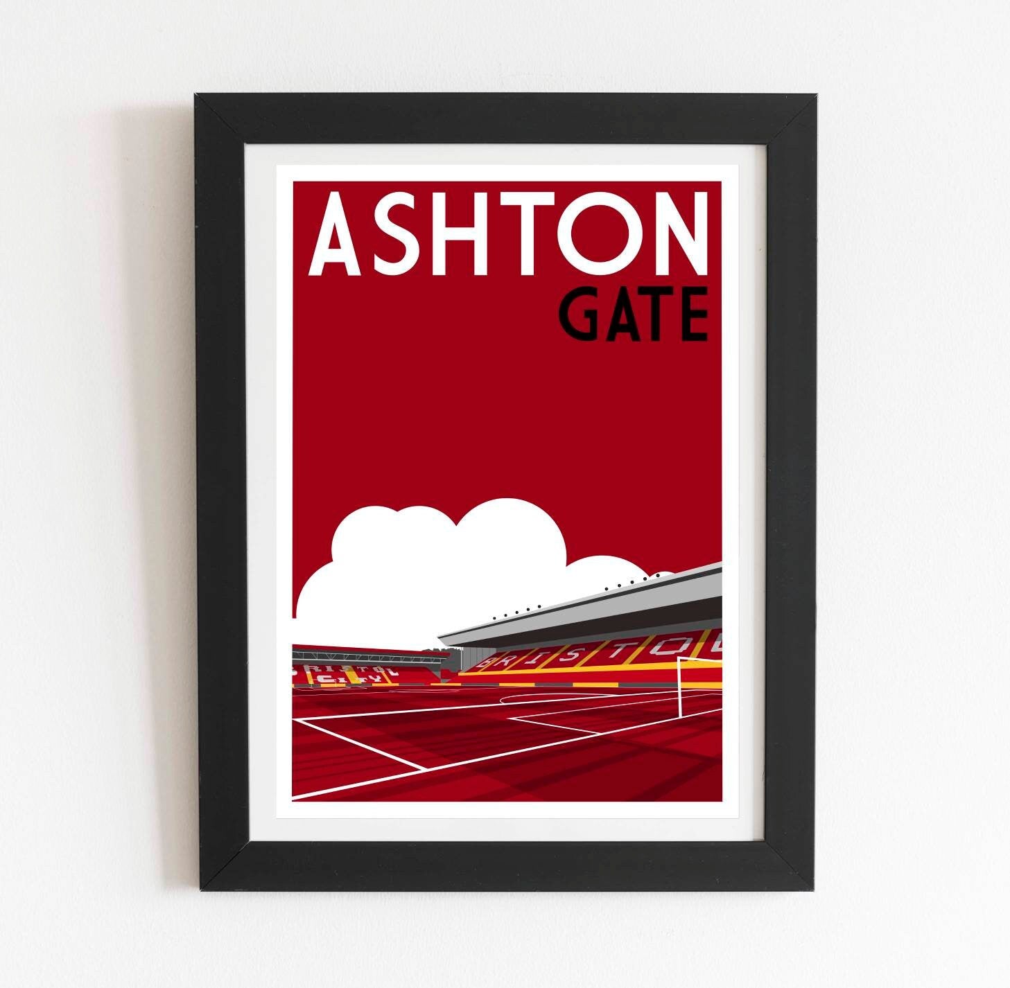 Bristol City, Ashton Gate, Retro art print poster – redbrickdesign