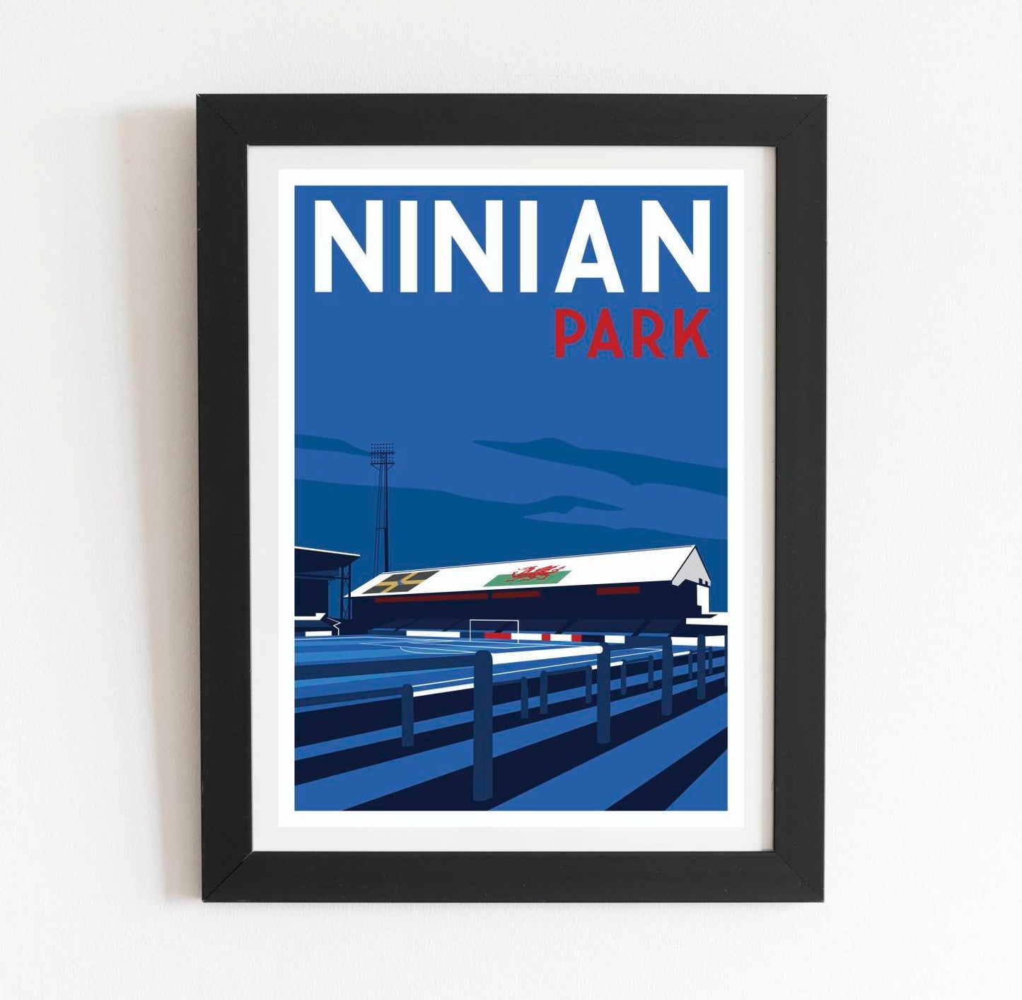 Cardiff City Ninian Park Retro Art Print Poster