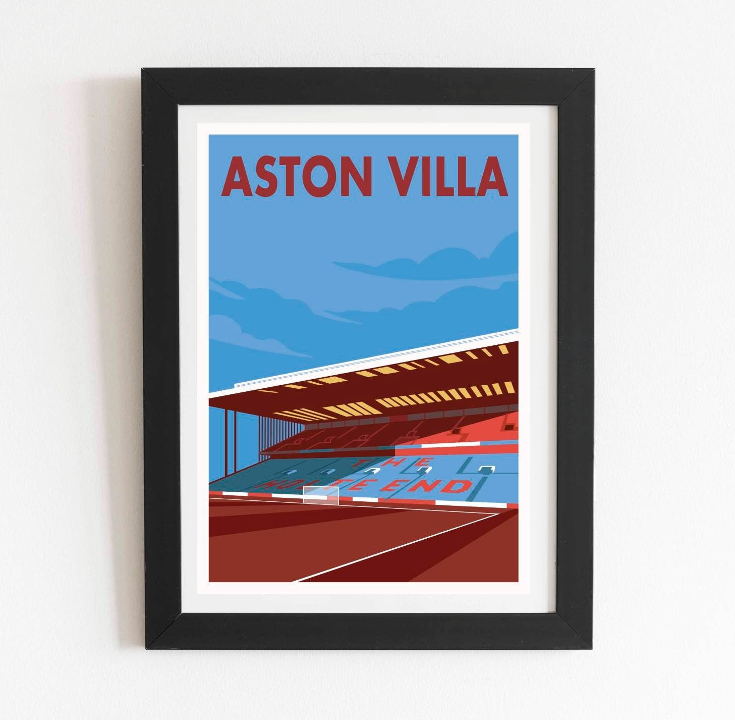 Aston Villa Holte End Retro Football Stadium Print Poster