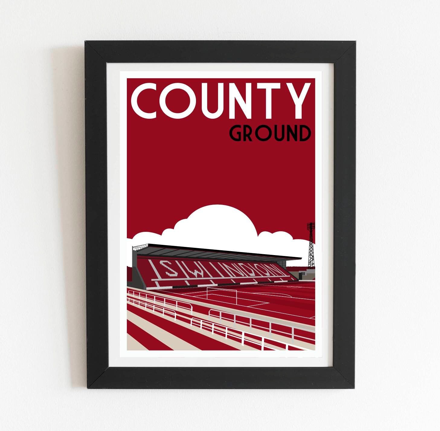 Swindon Town County Ground Retro Print Poster