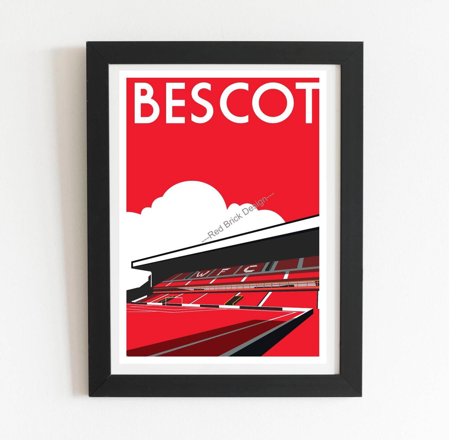 Walsall FC Bescot Stadium retro art design print poster