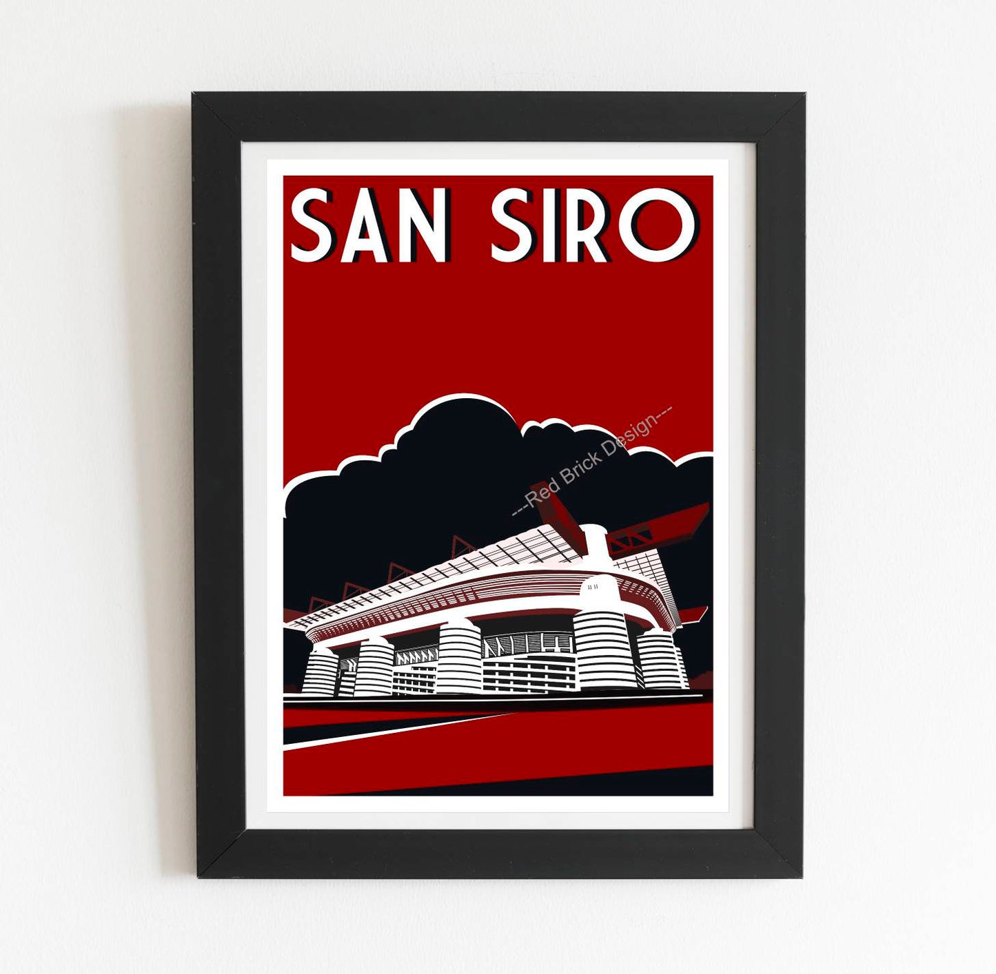 San Siro Stadium retro art print poster