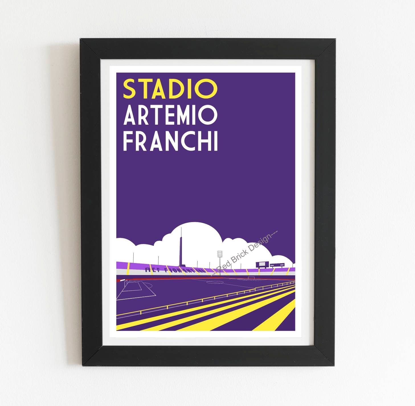 Retro football stadium poster of Stadio Etamio Franchi, Fiorentina