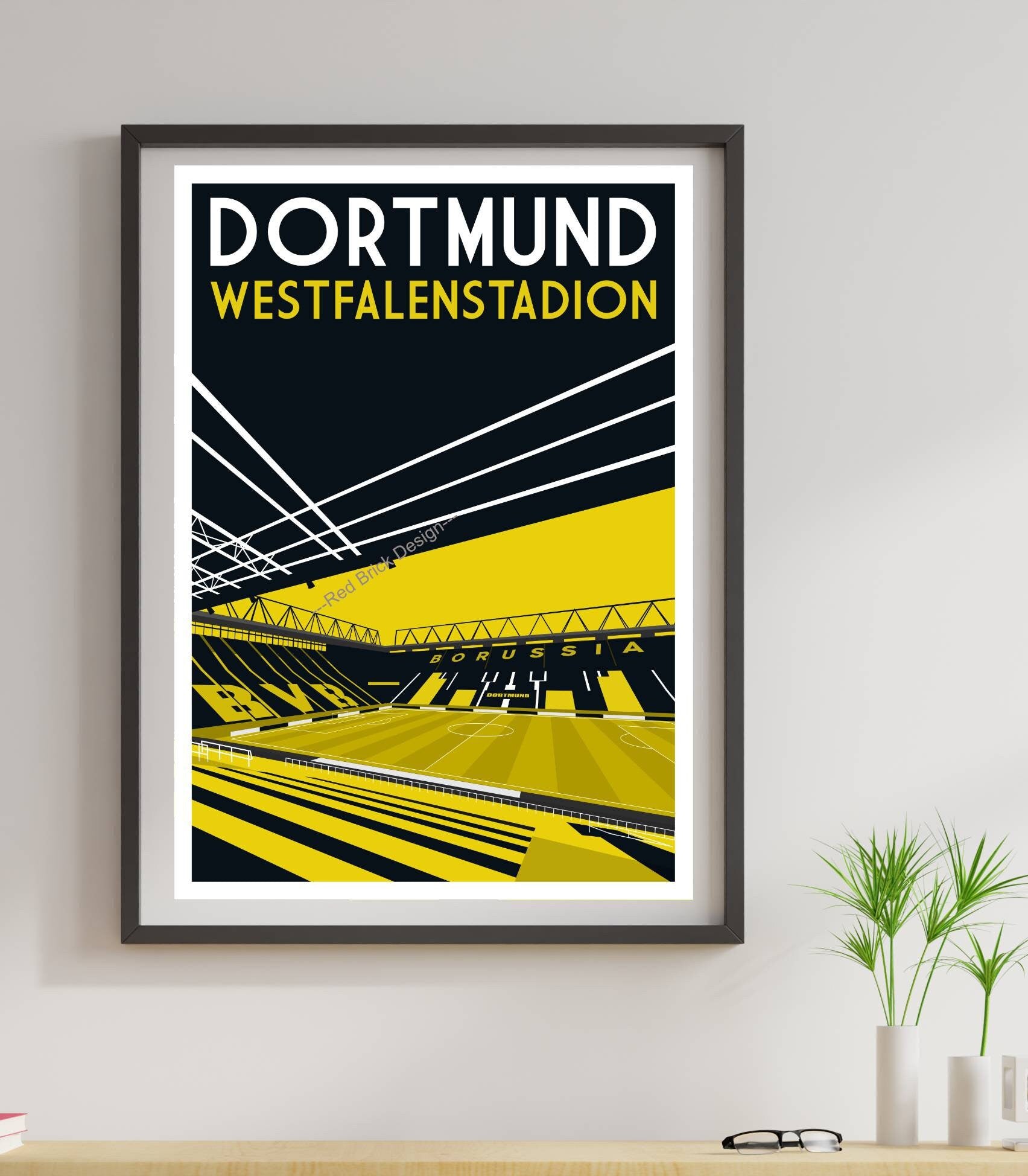 Retro Art Print of Football Stadium