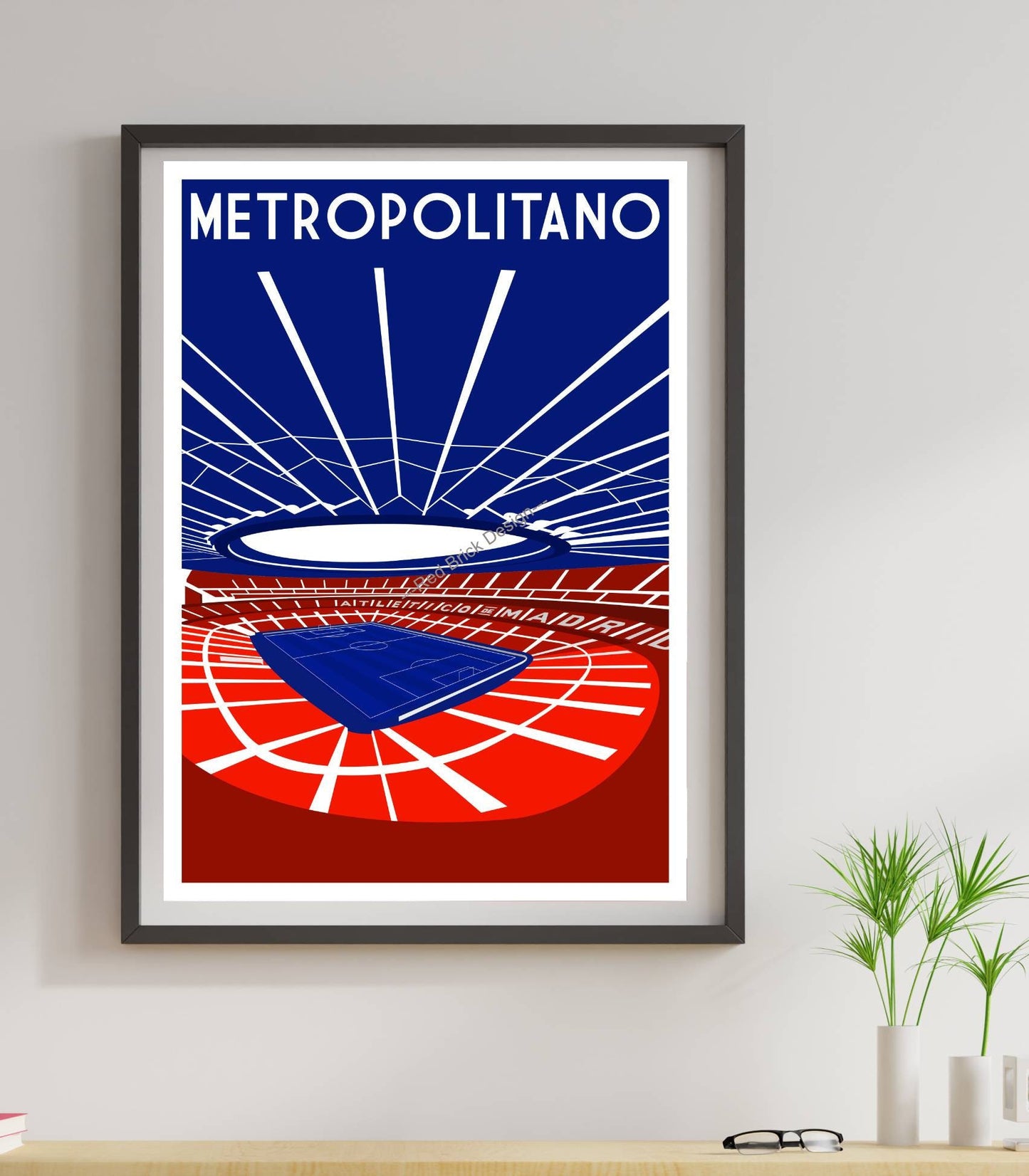 Vintage Atletico Madrid Football Print