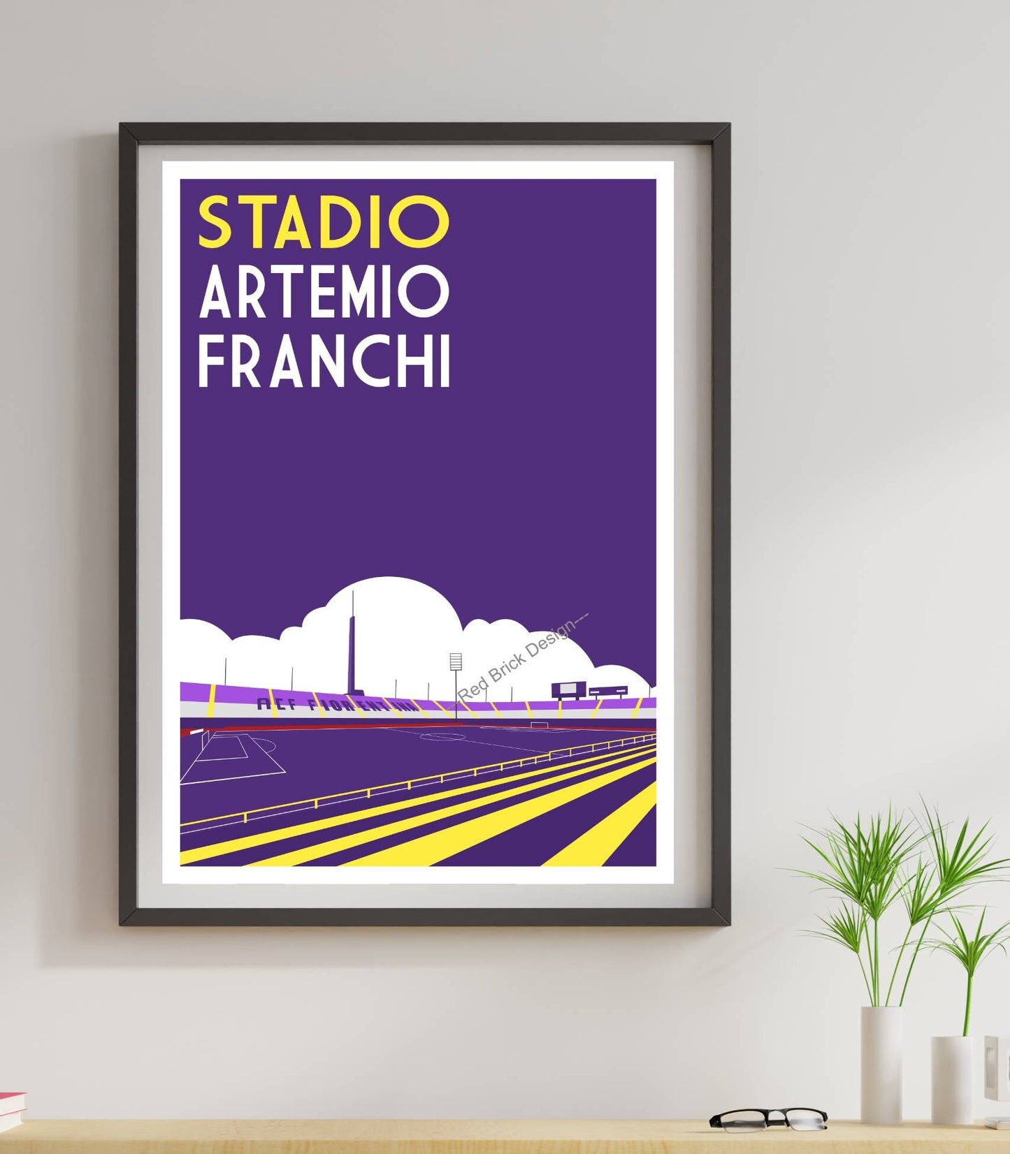 Minimalist design of Fiorentina's iconic football stadium