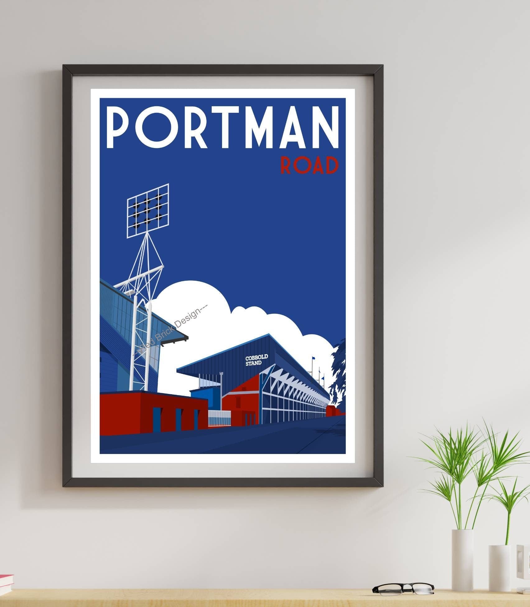 Vintage Football Stadium Poster for Ipswich Fans