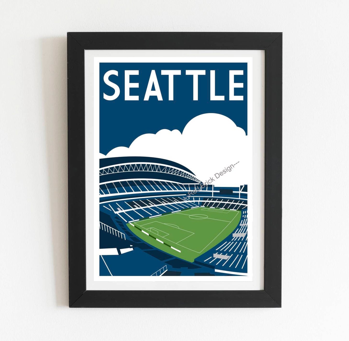 Seattle Sounders Seahawks Stadium retro art print