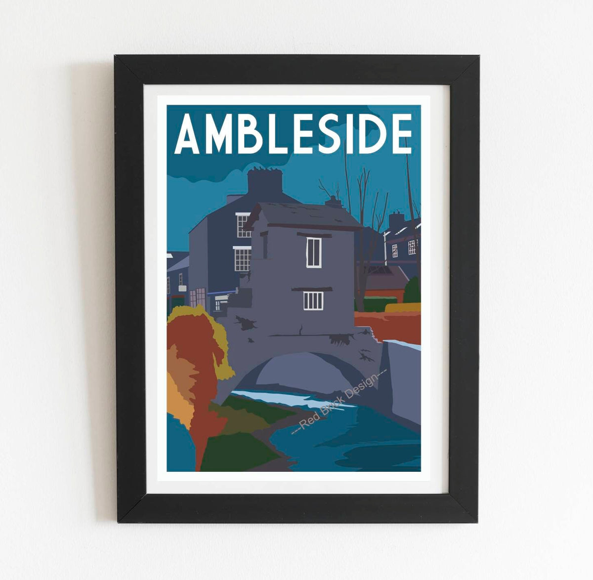 Retro Ambleside Lake District Art Print Poster
