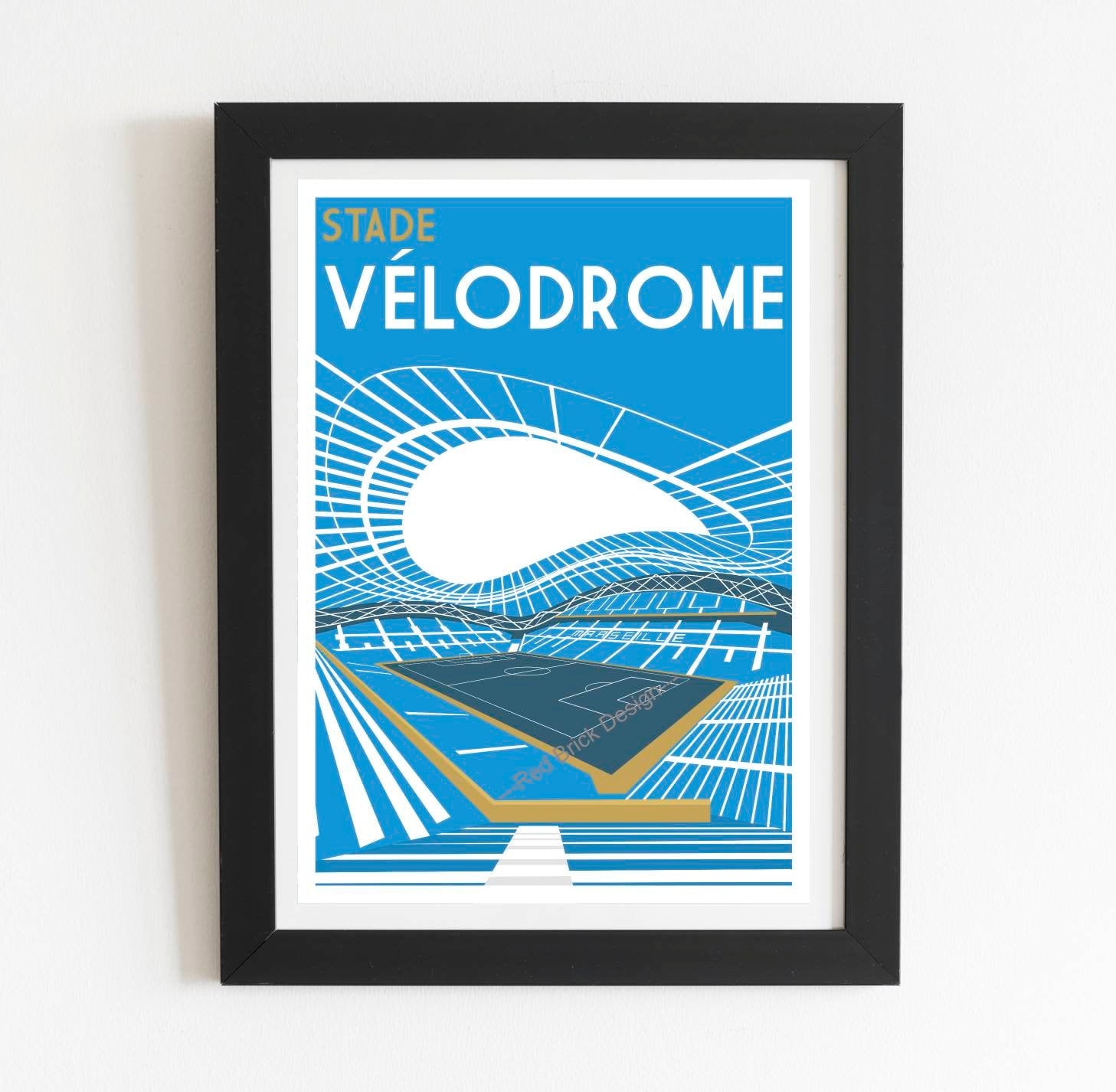 Olympique Marseille Stade Vélodrome Retro Poster