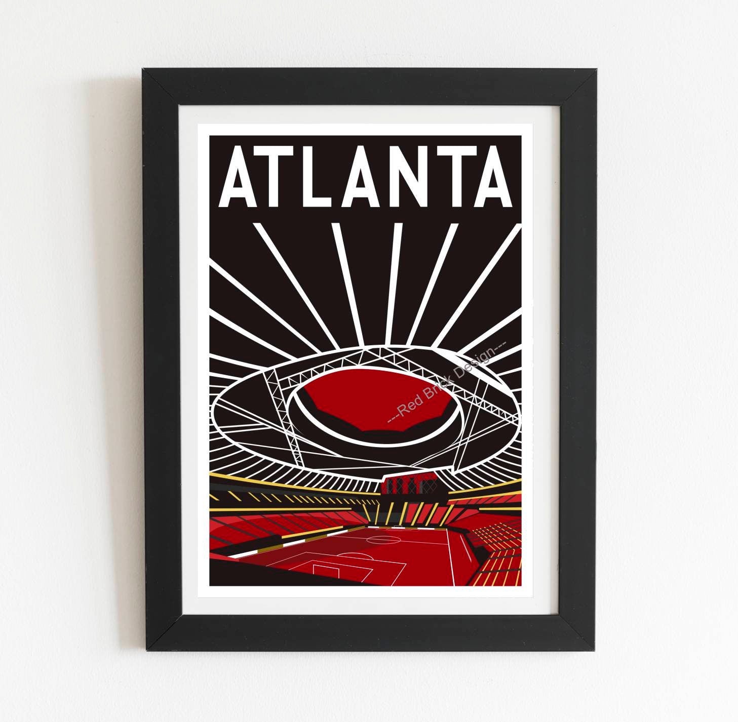 Mercedes-Benz Stadium Atlanta United retro art print