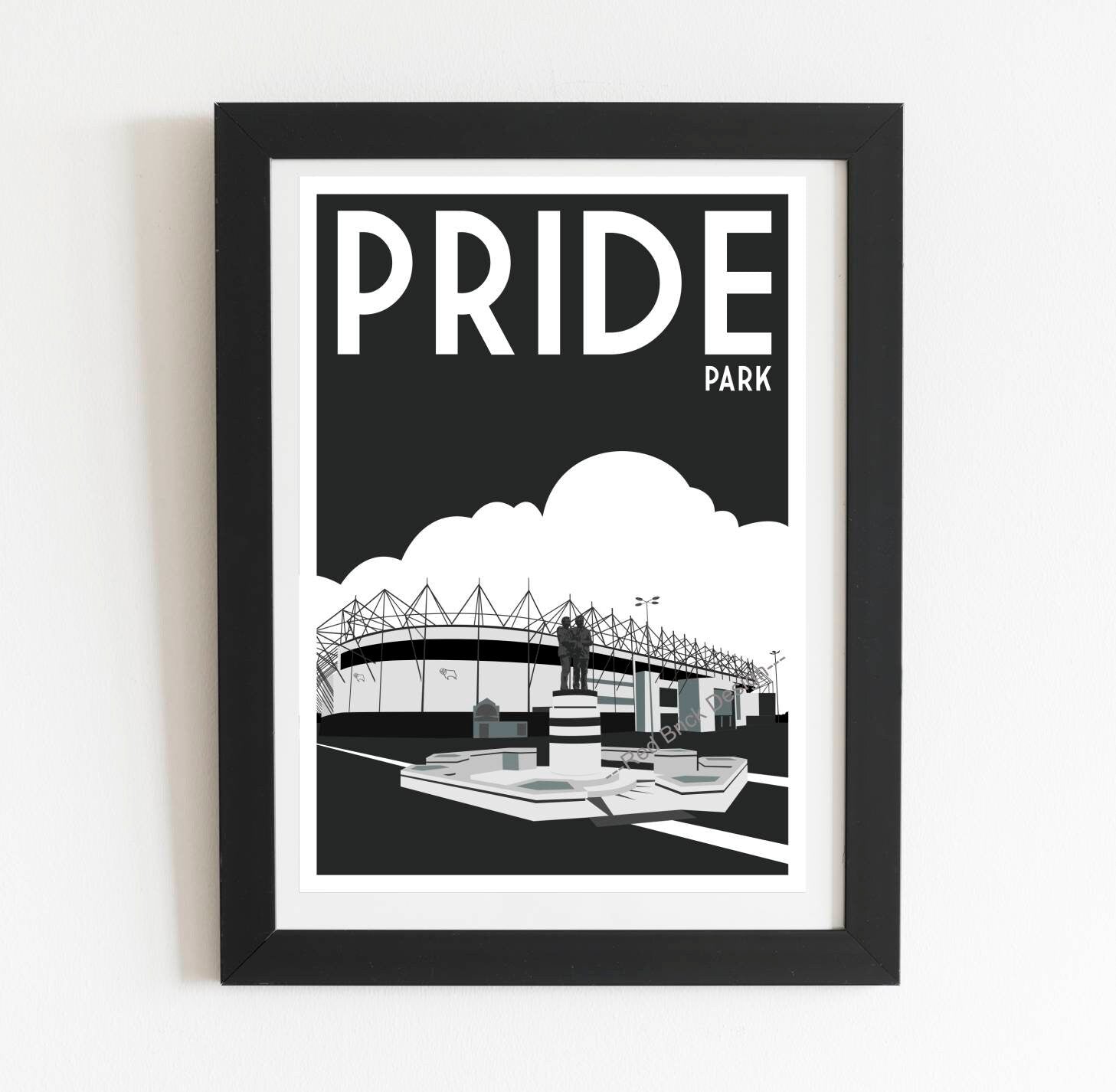 Retro Derby County Pride Park football stadium poster