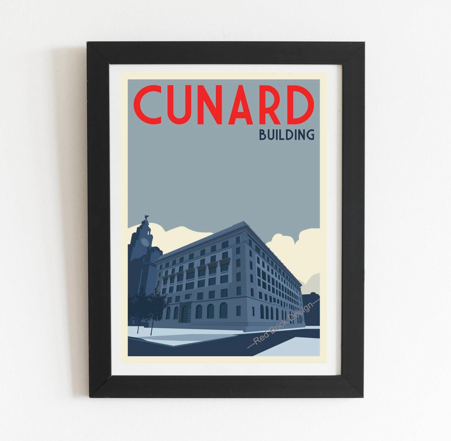 Cunard Building retro art print