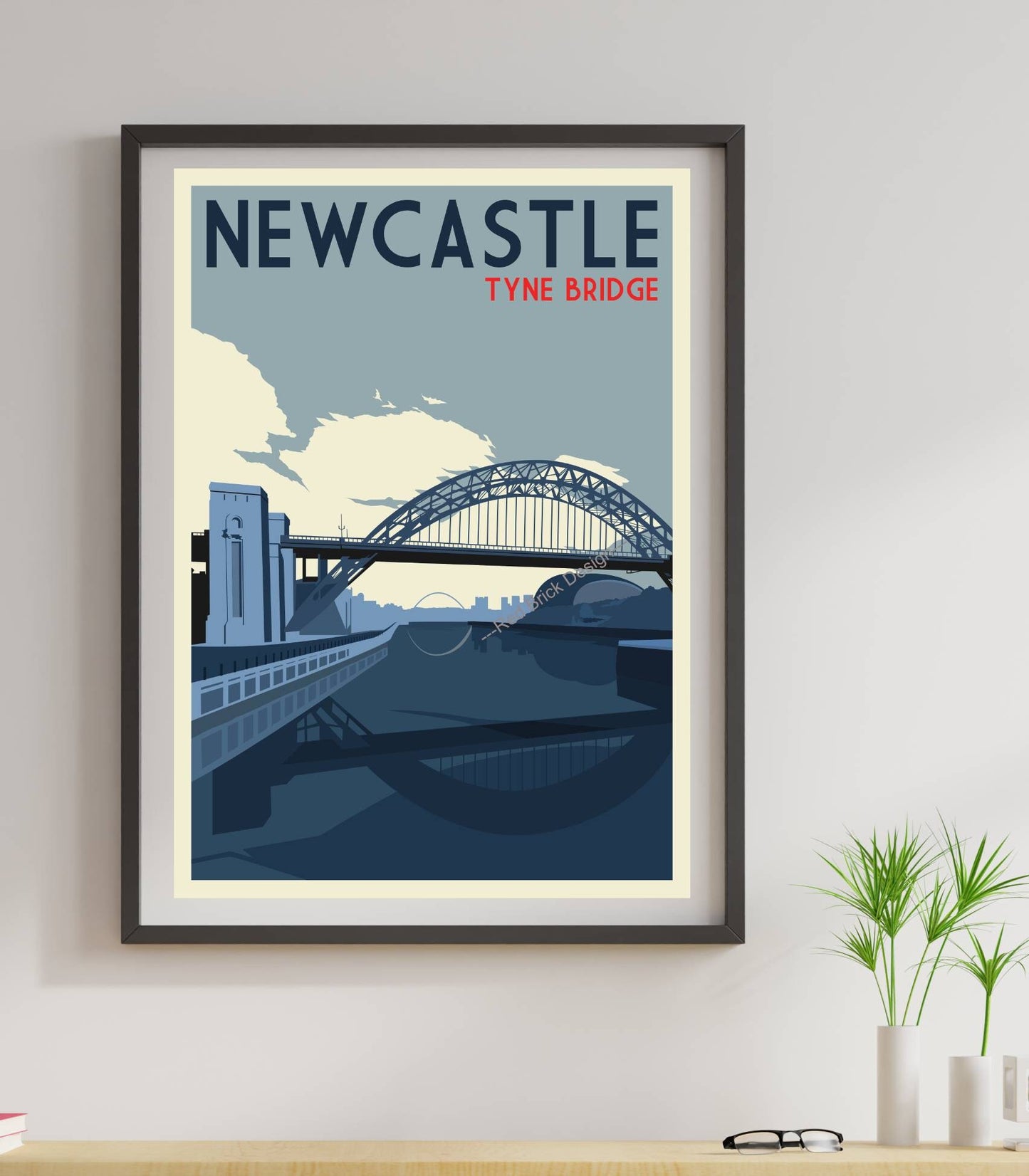 Retro River Tyne bridge wall art